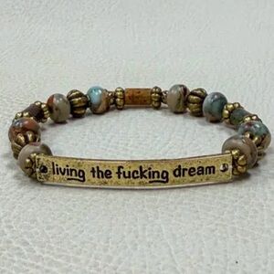 Living The Dream Motivational Beaded Bracelet Bronze